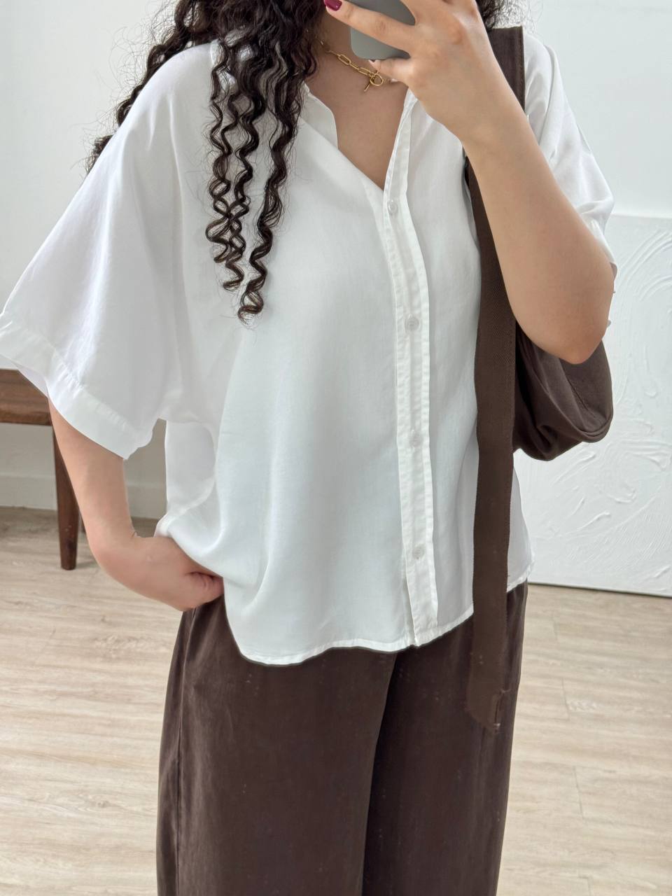 شومیز سیلک سفید